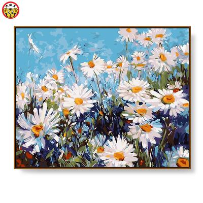 China Impressionist flower painting by numbers with white chrysanthemum for sale