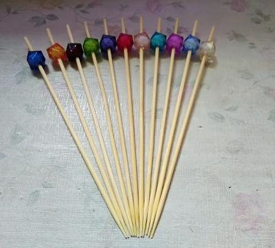 China Disposable Natural Bamboo Bead Sticks Skewers for Sushi and Party for sale