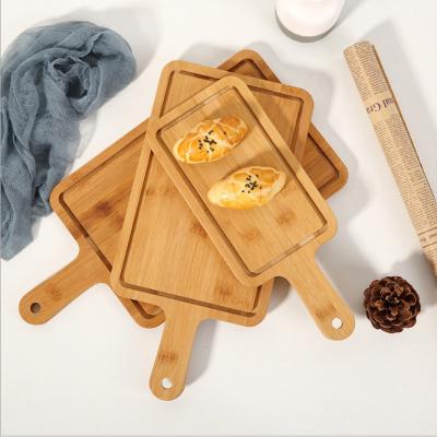 China Sustainable Rectangular Bamboo Pizza Bread Chips Cutting Tray Board Dish for sale