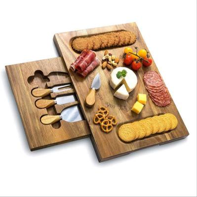 China Sustainable Acacia Wood Family Party Pizza Cheese Cutting Board Solid Wood Set for sale