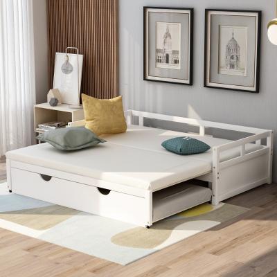 China Modern US CURRENT modern design lengthened bed with roller, made of solid, expansive, white wood for sale