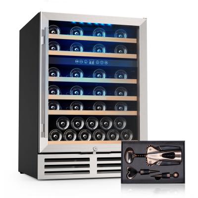 China RUNNING US Household 51Bottles/24 Inch Beverage Wine Cooler Double Zone Wine Fridge With Stainless Steel Tempered Glass Door for sale