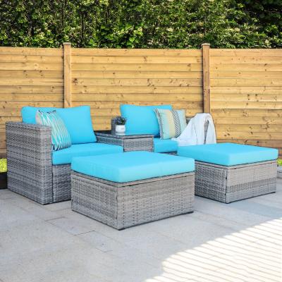 China US Modern CURRENT Modern Design - 5 Piece Outdoor Wicker Patio Furniture Segmented Sofa Combination Set for sale