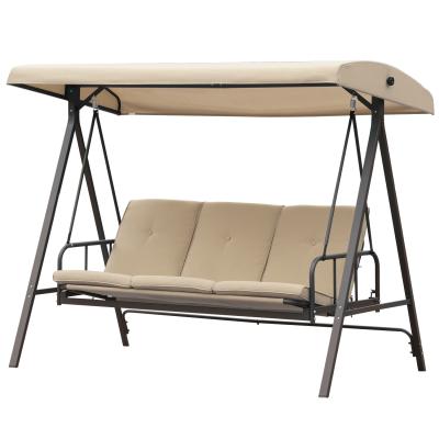 China Modern CURRENT US 3 Seater Outdoor Swing Chair Bed Sponge Upholstered Beige for sale