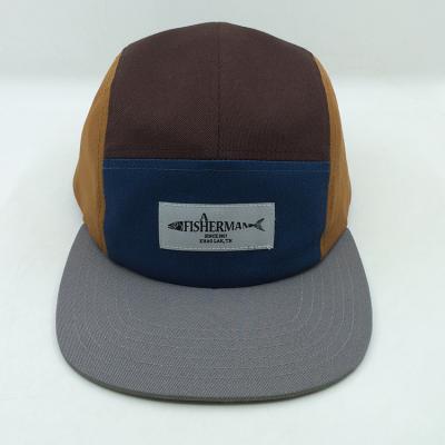 China COMMON Top Quality Woven Patch 5 Panel Hat With 100% Cotton for sale