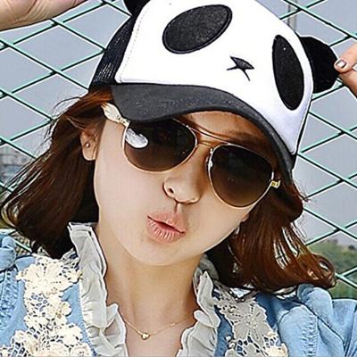 China Panda Cartoon Head Low Profile Summer Flexible Fit Shade Mesh Baseball Cap COMMON for sale