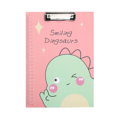 China Eco-friendly A4 Office Stationery Paper Dinosaur Customized Paper Clip Board With Ruler For School Student for sale