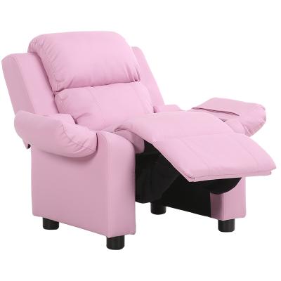 China Modern European Style PU Children's Chair Comfortable Small Mini Reclining Sofa Flip Out Kids Leather Recliner Chair for sale