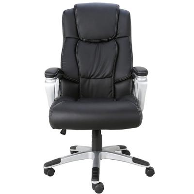 China (Height)Adjustable Modern PU Executive Recline Swivel Ergonomic Manager Chairs Black Leather Office Chair for sale