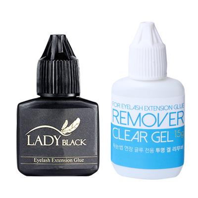 China Continue the wicks stay longer. Strong Lady Black Glue and 5g Black 15g Gel Remover for Eyelash Extension Use Only Imported from Korea for sale