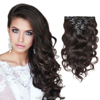 China Full Head Silky Straight Unprocessed Hair Pieces Wholesale Cheap Colored Cheap Clip In Hair Extensions for sale