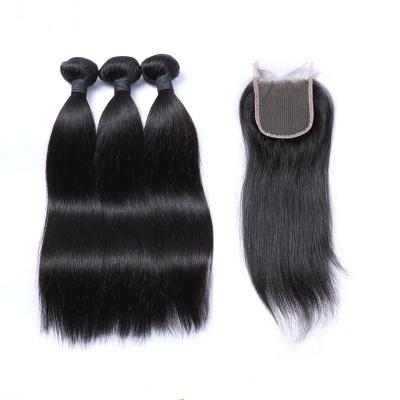 China Manka Hair Remy Brazilian Hair Weave Hair 3 Bundles With Closure for sale