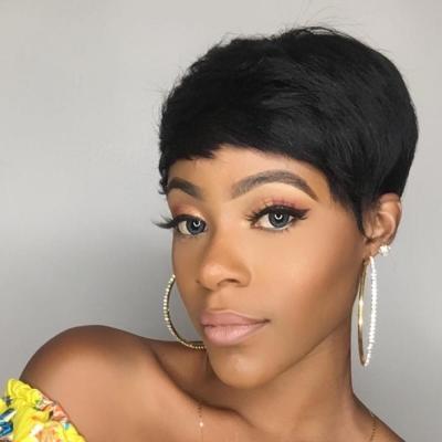 China Short Wave Hair 100% Virgin Brazilian Hair Silky Straight Wig For Women for sale