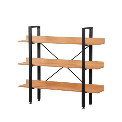 China Bookcase Book Shelves Vintage Metal Wood Wooden Shelf (Size) Adjustable Modern Industrial Style Double Book Shelves for sale