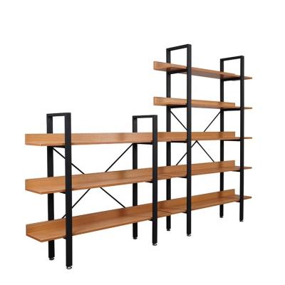 China Modern (Height)Adjustable Living Room Furniture Shelves Iron Wooden MDF Shelf Iron Wood Shelf for sale