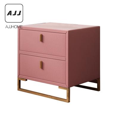 China AJJ BY35 Modern Minimalist Solid Wood Side Cabinet Metal Bedside Cabinet Light Luxury Modern Minimalist Frame Eco-friendly Material for sale