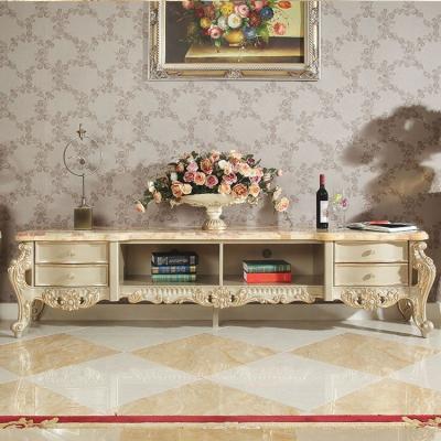 China AJJ FM152 eco-friendly gold woodtv cabinet tv cabinets furniture golden European TV STANDS for sale