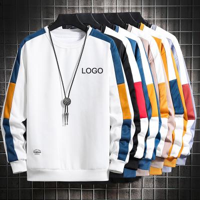 China Breathable Custom Logo Men Long Sleeve Sweatshirts Fashion 6 Color Men Hoodie O-neck Casual Patchwork Sweatshirt For Young Men for sale