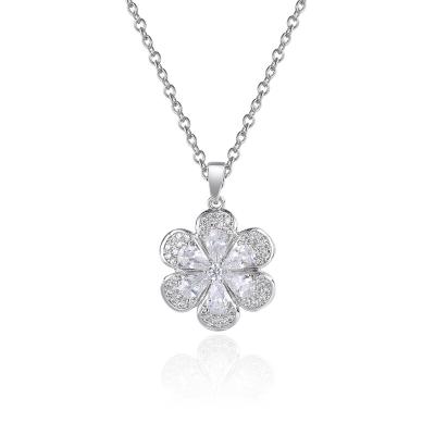 China Gold Flower Necklace Ladies Style Fashion Natural Zircon Necklace Pendant Elegant High Quality TRENDY Necklace 18K for sale