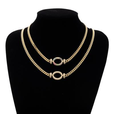 China Wholesale Chain Oval Jewelry Ladies Hiphop Necklace 18k Gold Plated Pendant Necklace / Irregular Shape for sale