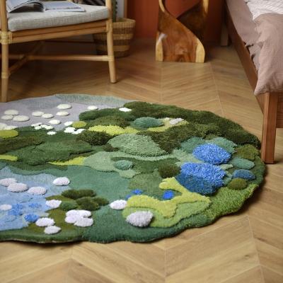 China Home New Zealand Imported High Quality Environmental Friendly Wool Children's Handmade Round Rug Bedroom Living Room Blanket for sale