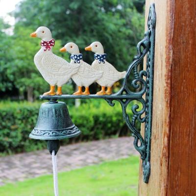 China Decorative European Country Vintage Garden Home Decor Doorbell Iron Duck Bells Welcome Door Sign for sale