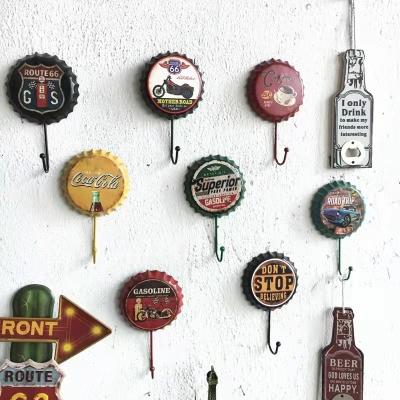 China Decorative vintage beer cover creative old home wall hangs iron wall hooks for sale