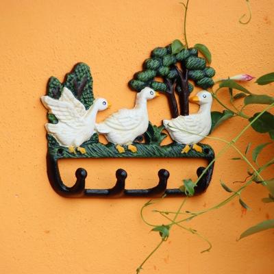 China Vintage Countryside Garden Decorative European Home Decor Hanging Hook Iron Duck for sale