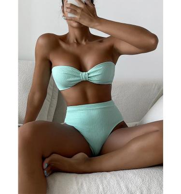 China Strapless High Waisted Bikini 2022 Breathable Bandeau Bandeau Bikini Swimwear Women Swimsuit Women Swimwear and Beach Wear for sale