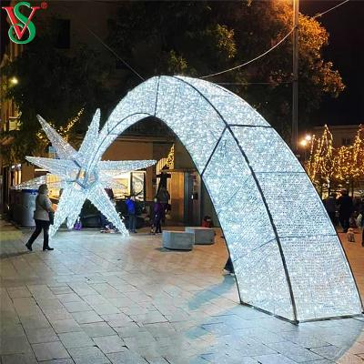 China Outdoor Commercial Christmas Decorations Commercial Use Christmas Arch Star Pattern Giant Lights with PVC Mesh for sale