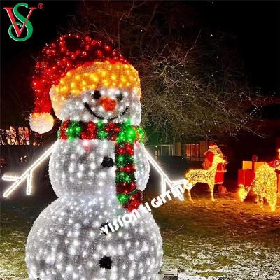 China Custom Commercial Outdoor Decoration Center LED Large 3D Christmas Snowman Pattern Lights for sale