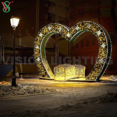 China Durable Outdoor Valentine Romantic Decoration Led Lighted Heart Arch Pattern Lighting For Wedding Supplies for sale