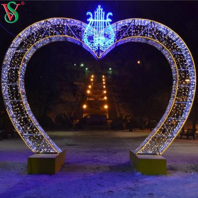 China Durable Outdoor Valentine Pattern Decoration Romantic Heart Shape Led Arch Lighting For Wedding Supplies for sale