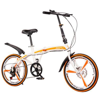 China High Quality 20 Inch Carbon Fiber Foldable Bike 21 Speed ​​Carbon Steel Frame Disc Brake Rubber Tire Bicycle City Shockproof Adult Bike Double for sale