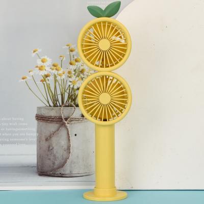 China Dual Heads High Quality USB Mini Fan Handheld Dual Heads 3 Degree Electric Mobile Portable Fan Rechargeable Battery Many Cute Shapes for sale