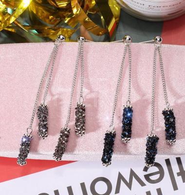 China TRENDY exaggerated style earrings S925 long needle temperament long tassel drop to dangle earring for women jewelry for sale