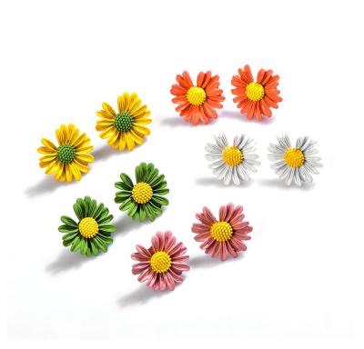 China TRENDY Cute Multicolor Color Stud Flower Sunflower Fashion Small Flower Earring For Women Jewelry for sale