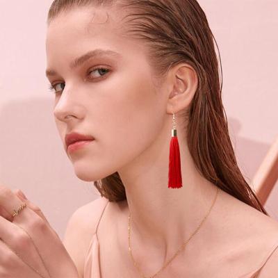 China FASHIONABLE Handmade Ethnic Tassel Earrings Bohemia Colorful Tassel Earrings Long Fringe For Women Jewelry for sale