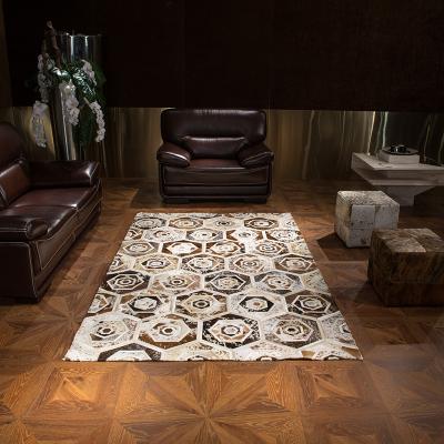 China Reversible Imported Geometric Rectangle Mosaic Leather Solid Rug for sale