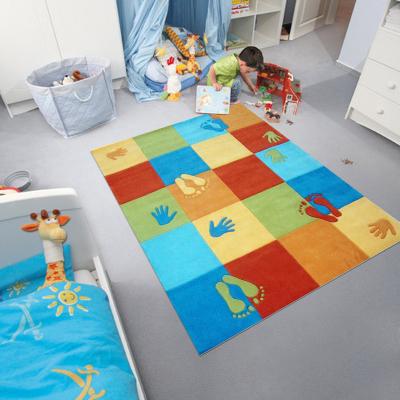 China Reversible High Quality Handmade Safety Polyester Fiber Kids Play Room Rug for sale