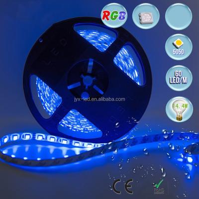 China Theme park 5m 60leds per meter 12v led strip 5050 PCB 3chips single color blue flexible strip light waterproof for sale