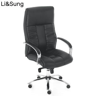 China Factory Wholesale Comfortable High Back Adjustable Aluminum Base PU (Height) Executive Office Leather Chair for sale