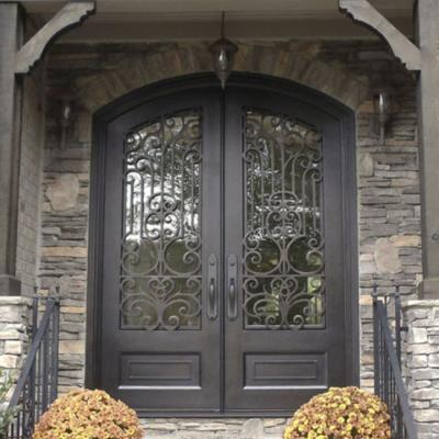 China Customized Decoration French Door Size Power Coated Wrought Iron Door Design Aluminum Profile Window And Door for sale