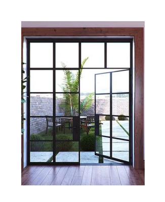 China American Customized Sound Insulation Wrought Iron Glass Door With Double Tempered Insulated Glass For Villas for sale