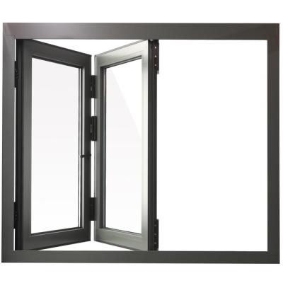 China Sand Gray Aluminum Double Tempered Glass Folding Sliding Window for sale