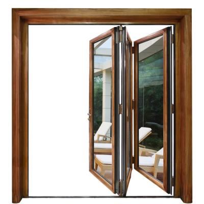 China Simple modern exterior aluminum profile heat insulation folding door sliding bi-folding patio door for garden for sale