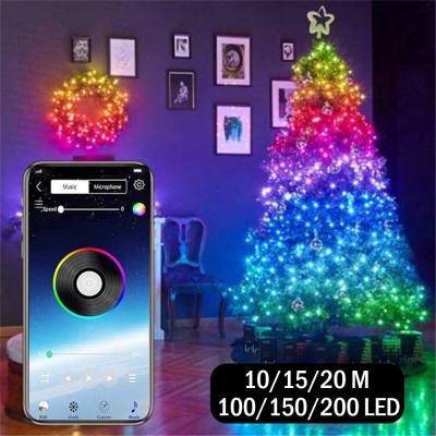 China String Lights APP Smart Control WiFi RGB Light Fairy Christmas Decoration Lighting Multicolor Led String Lights for sale