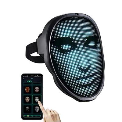 China Eco-friendly Lightwear Adjustable Rechargeable Programmable Gesture Shining Led Display Halloween App Full Color Face Changing Luminous Mask for sale