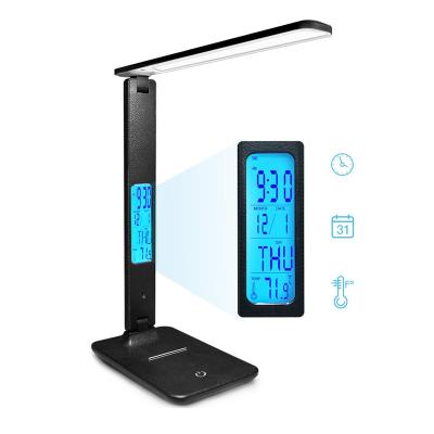 China Modern LED 10W Desk Lamp with Calendar Temperature Wake-up Eye Protect Revealing Light with Five Kinds of Eye Protection Lights for sale