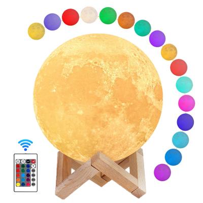 China Smart Control Night Light Moon Lamp Night Light 3D Print Rechargeable Moonlight LED Bedside Table Desk Lamp Dimmable Dropship for sale